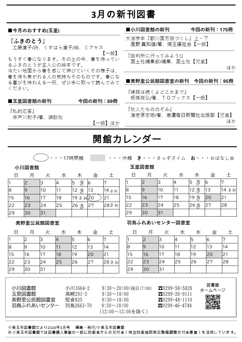 図書館だより3月号裏